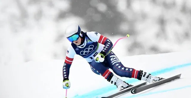 photo  lindsey vonn lors de la session d’entraînement de la descente de ski alpin des jo 2026.  &copy;  françois xavier marit / afp 