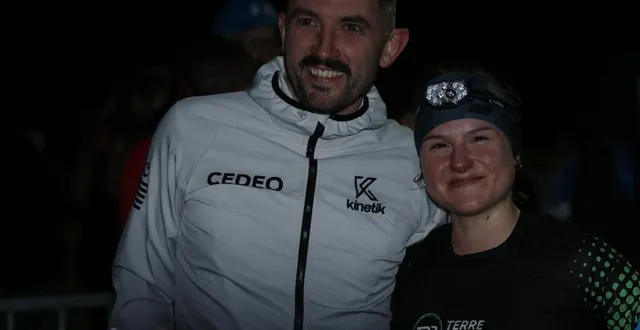 photo  les deux finistériens benoit richeux et célia lareur remportent le 20 km du noz-trail dans leur catégorie respective.  &copy;  ouest-france 