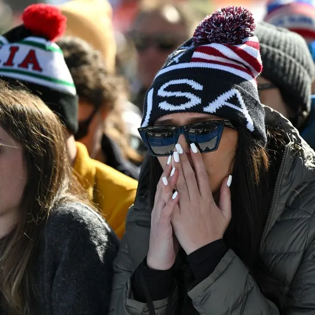 photo les supporters américains sont restés sans voix après la terrible chute de lindsey vonn.  ©  getty images via afp