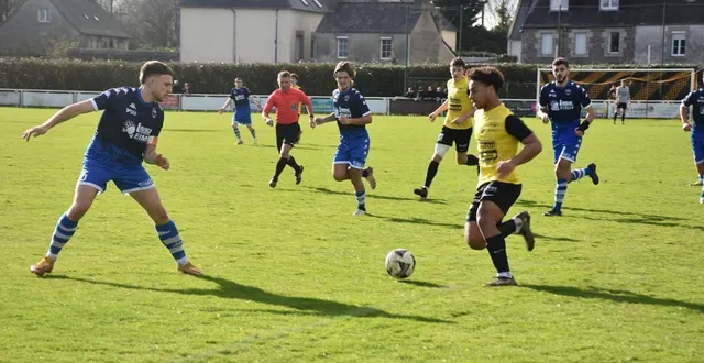 photo  driss hellegoët, comme ses équipiers plouvornéens, ont buté sur une défense briochine bien dirigée par hamon, leur capitaine.  &copy;  ouest-france 