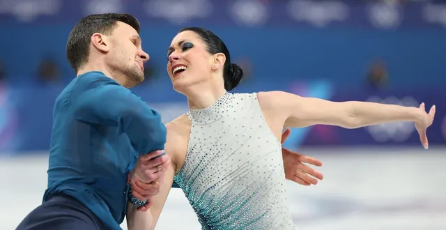 photo  charlène guignard et son partenaire marco fabbri pour l’épreuve de danse sur glace.  &copy;  getty images via afp 
