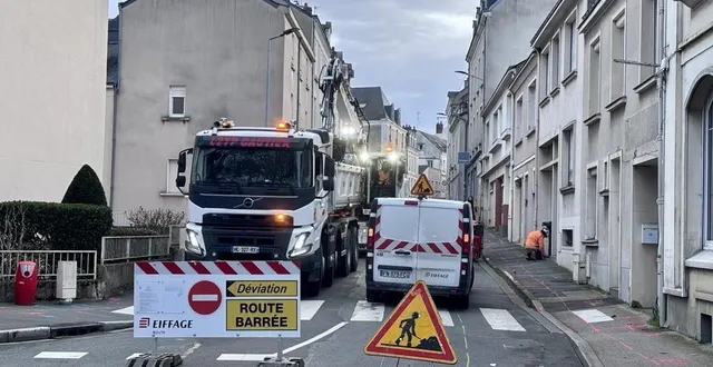 photo  angers, 9 février 2026. la rue de la chalouère est fermée à la circulation automobile entre la place ney et le boulevard henri-dunant.  &copy;  co - anthony pasco 