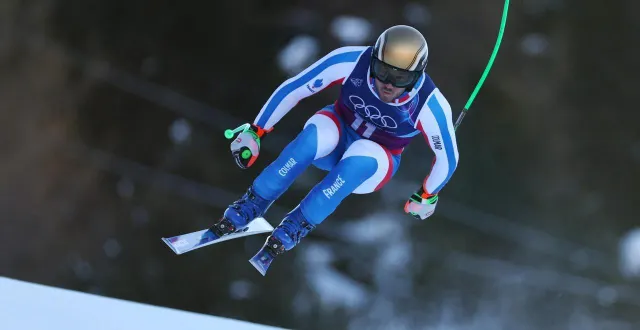 photo  le français nils allègre termine sixième de la descente du combiné par équipes ce lundi 9 février lors des jeux olympiques de milan cortina 2026.  &copy;  christian peternsen / afp 