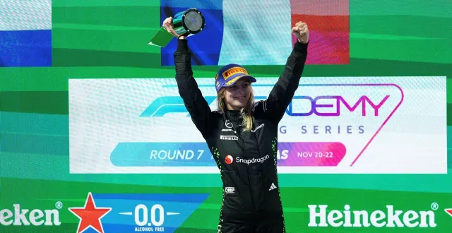 photo  doriane pin lors de la 7e manche du championnat f1 academy à las vegas, du 21 au 23 novembre 2025.  &copy;  dppi via afp - joao filipe. 