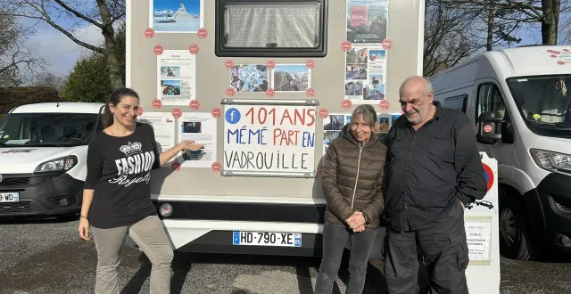 photo  de gauche à droite : fiona lauriol, fosca lauriol et thierry lauriol, étaient de passage à flers (orne) du 7 au 9 février 2026 dans le cadre de leur tour de france en camping-car pour alerter sur la situation des aînés sur le territoire.  &copy;  ouest-france 