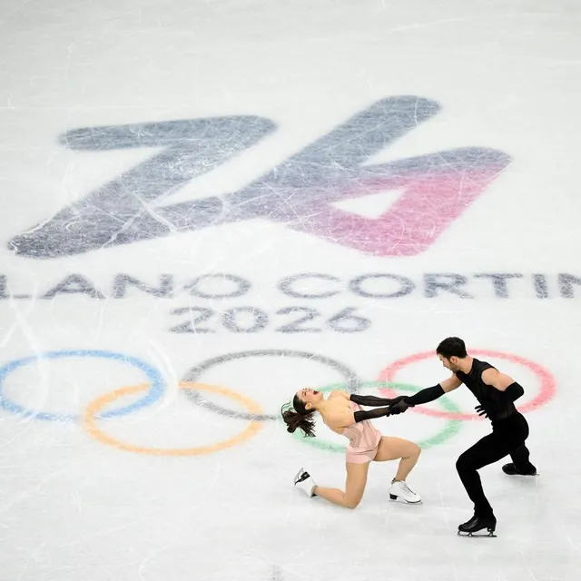 photo laurence fournier beaudry et guillaume cizeron ont impressionné le public des jo de milan-cortina.  ©  kmsp via afp