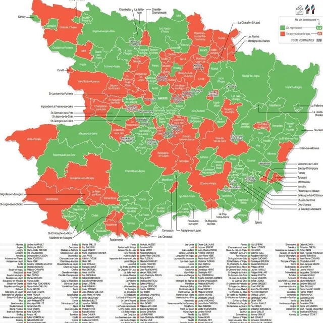 photo en maine-et-loire, 112 maires (sur 176) seront candidats à leur succession les 15 et 22 mars lors des élections municipales.  ©  infographie co