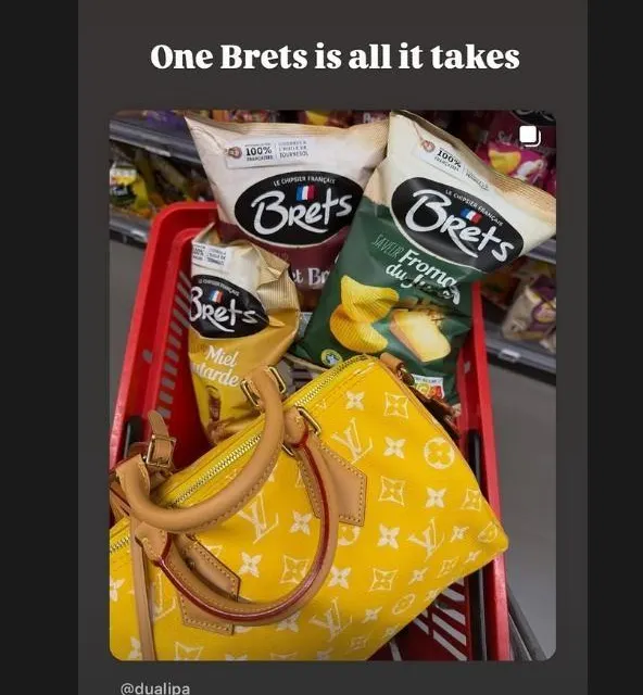 photo la marque de chips bretonne brets a reposté la publication de la chanteuse dua lipa.  ©  capture d'écran / instagram