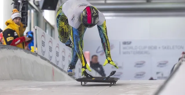 photo  le skeleton vladislav heraskevych lors de la coupe du monde le 3 janvier 2025, à winterberg, en allemagne.  &copy;  david inderlied / afp 