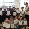photo  à droite, thomas gravoueille, directeur de l’école joubert, se réjouit du travail de cette classe de ce1, enthousiaste à l’issue de sa séance de travail avec l'illustratrice carine hinder. 