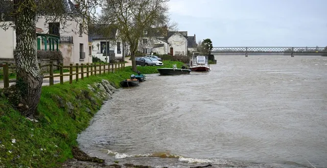 photo  béhuard, le 12 février 2026. la montée de la loire, ici entre rochefort et béhuard, inquiète des riverains.  &copy;  co - josselin clair 