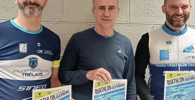 photo  cyrille mingot, président d’anjou triathlon trélazé ; nicolas perraud, vice-président et gilier romuald, chargé de la communication du club.  &copy;  co 