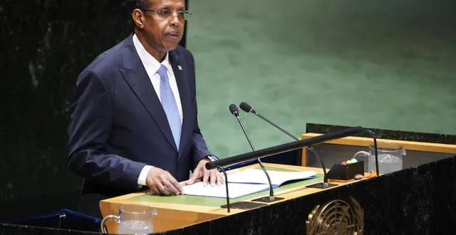 photo  mahamoud ali youssouf prend la parole au siège des nations unies lors de la 78e assemblée générale (agnu) le 23 septembre 2023 à new york, aux états-unis. photo d’archives.  &copy;  john lamparski / nurphoto via afp 