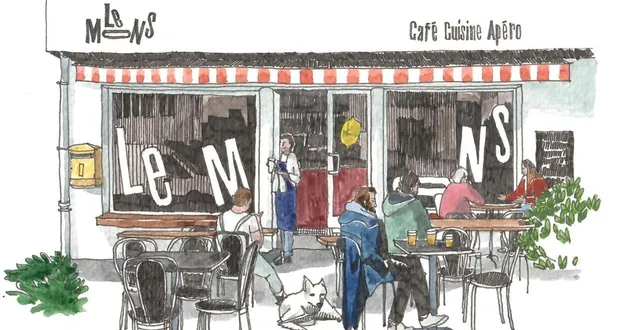 photo  le restaurant le mons, à vannes (morbihan) vu par l’illustratrice joëlle bocel.  &copy;  joëlle bocel 