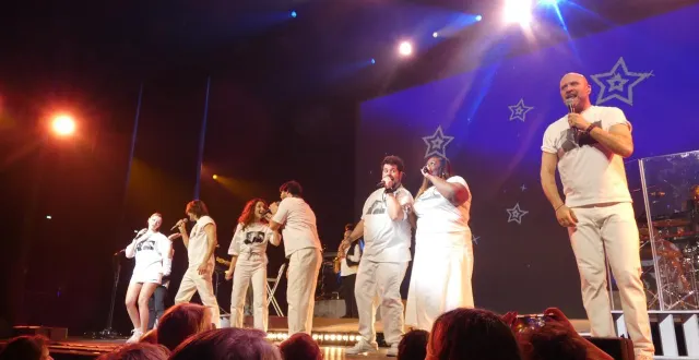 photo  aurélien vivos, nour, roland karl, antoine wend, fanny mandréa, odem et florence françois ont repris les plus grands succès de daniel balavoine dans un concert hommage.  &copy;  le maine libre 