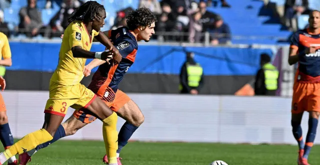 photo  le manceau isaac cossier, au duel face au montpellierain nicolas pays, le 14 février 2026.  &copy;  photopqr/le midi libre/maxppp 