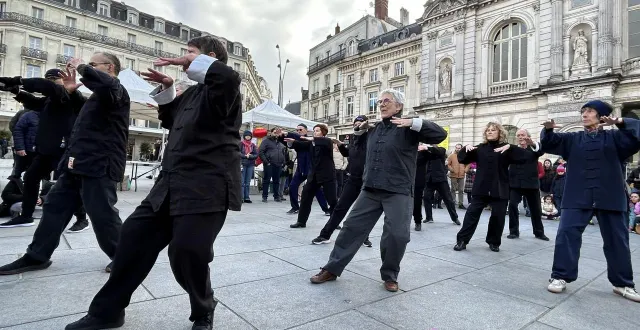 photo  angers, place du ralliement, le 14 février 2026. les démonstrations reliées à la culture chinoise se sont succédé au milieu des stands.  &copy;  co 