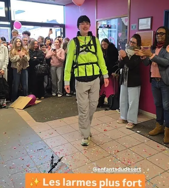 photo vendredi 13 février, mathis vérité est arrivé au lycée notre-dame-de-fidélité sous les applaudissements des élèves et du personnel de l’établissement.  ©  @mathis.vrtt
