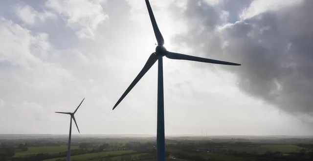 photo  une éolienne à retiers (ille-et-vilaine) le 6 février 2026.  &copy;  thomas brégardis / ouest-france 