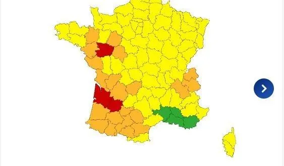 photo  la carte de vigilance de météo france, ce lundi 16 février.  &copy;  capture d'écran : météo france 