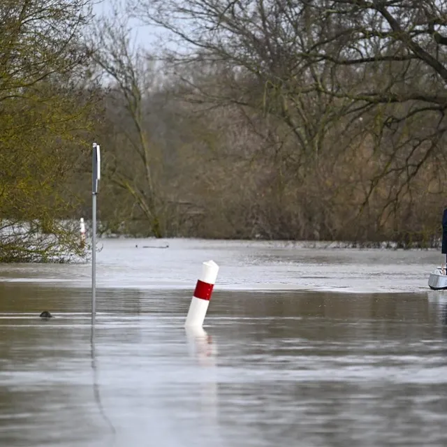 La route département D106, entre Rochefort-sur-Loire et Béhuard, est sous les eaux. CO – Laurent Combet photo la route département d106, entre rochefort-sur-loire et béhuard, est sous les eaux. © co – laurent combet