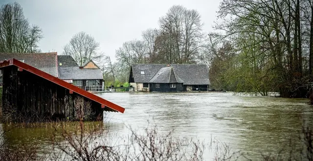 photo  vivoin, dimanche 15 février 2026. dans le nord-sarthe, l’accès aux communes est rendu très compliqué avec des routes inondées.  &copy;  le maine libre - yvon loué 