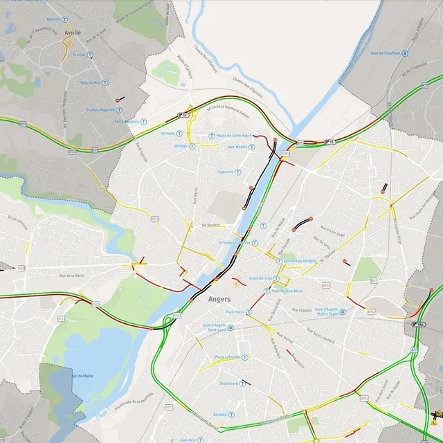 photo la circulation aux abords d’angers n’est pas évidente, ce mardi.  ©  mappy
