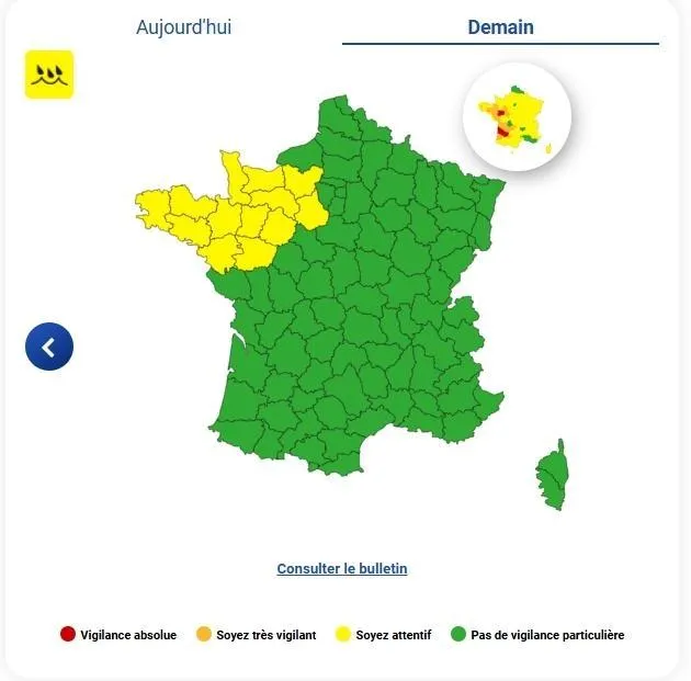photo le département a été placé en vigilance jaune \\
