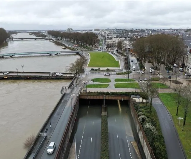 Angers, mercredi 18 février 2026. Les voies sur berge ont été mises en eau. CO - Josselin CLAIR photo angers, mercredi 18 février 2026. les voies sur berge ont été mises en eau. © co - josselin clair