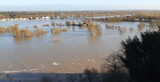photo  la loire continue de monter. depuis les hauteurs de saint-florent-le-vieil, on ne distingue plus les rives de l’île batailleuse. sinon, par les frênes qui les bordent…  &copy;  ouest-france 