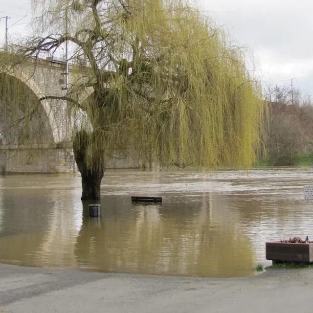 Le pont de Noyen-sur-Sarthe avec la rivière sortie de son lit. Ouest-France photo le pont de noyen-sur-sarthe avec la rivière sortie de son lit. © ouest-france