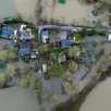 photo  vue de drone de la crue de la loire dans un village de rochefort-sur-loire. 