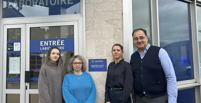 photo  solène, ericka, azur bertaux et chani homedan (de gauche à droite) vous attendent mardi 24 février 2026 pour l’ouverture du laboratoire eurofins biomede maine anjou à la flèche (sarthe).  &copy;  ouest france 