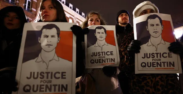 photo  un rassemblement en hommage à quentin deranque, à lille, le 18 février 2026.  &copy;  sameer al-doumy / afp 