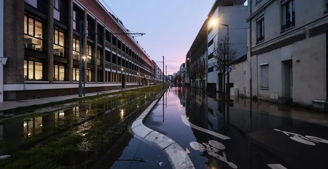 photo  angers, vendredi 20 février 2026. la rue thiers est sous l’eau…  &copy;  co - regine lemarchand 