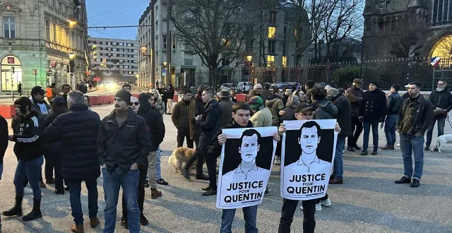 photo  une soixantaine de personnes étaient présentes ce vendredi 20 février 2026 pour rendre hommage à quentin deranque.  &copy;  ouest-france 