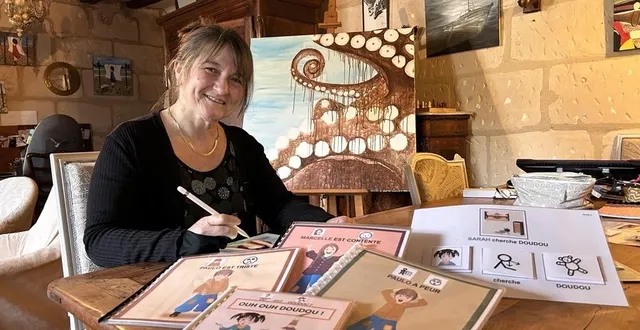 photo  brion (les bois-d’anjou), le 11 février 2026. après trente ans d’une carrière d’éducatrice spécialisée auprès d’enfants déficients, frédérique maitre se lance dans la réalisation d’ouvrages destinés à ce public.  &copy;  co - christophe ricci 
