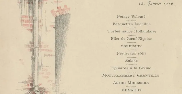photo  menu offert à victor bernier, 13 janvier 1912.  &copy;  archives patrimoniales angers, 1 j 4607 