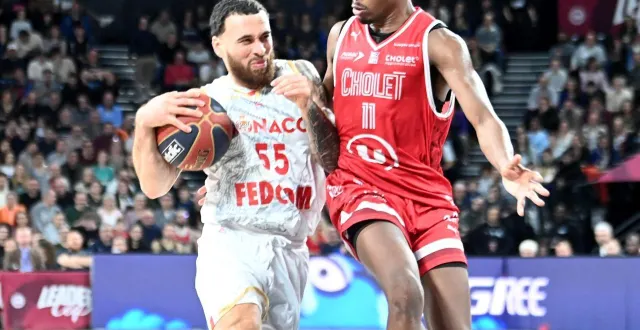 photo  gérald ayayi tente de stopper mike james mais l’américain était trop fort, hier soir.  &copy;  photopqr/le progres/maxppp 