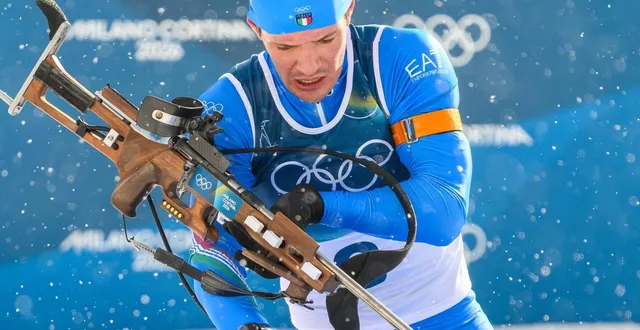 photo  tommaso giacomel lors de la mass-start de biathlon aux jeux olympiques de milan-cortina 2026 ce vendredi 20 février, course durant laquelle l’italien a dû abandonner.  &copy;  francois-xavier marit / afp 