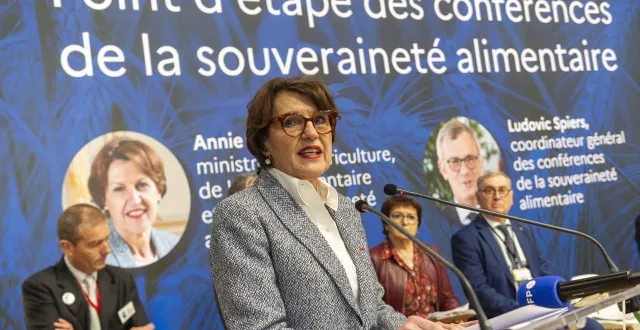 photo  la ministre de l’agriculture, annie genevard, a fait un point d’étape sur les conférences de la souveraineté alimentaire.  &copy;  mathieu pattier / ouest france 
