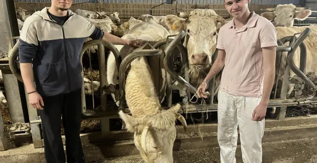 photo  saint-pierre-montlimart, la gerfaudière, jeudi 12 février 2026. owen payen et nathan auzureau, étudiants à l’institut rural des mauges.  &copy;  co – yves boiteau 