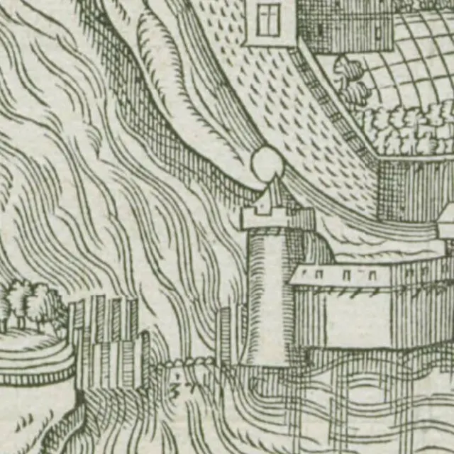 photo sur ce dessin du xvie siècle d’adam vandelant, on distingue la chaîne qui donna son autre nom à la tour des anglais.  ©  ouest-france