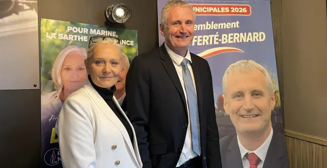 photo  marie-caroline le pen, ici le 6 décembre 2025 lors de la présentation du candidat pierre vaugarny pour les élections municipales à la ferté-bernard.  &copy;  le maine libre - thomas négrier 