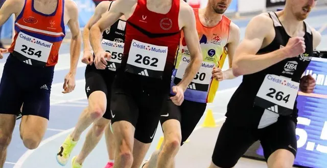 photo  pierre lechat (au centre) est le seul ornais engagé lors des championnats de france indoor, ce week-end, à aubière (puy-de-dôme).  &copy;  o’millimètre/lucie 