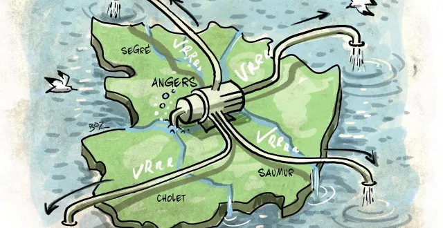 photo  les pompiers pompent, pompent, pompent depuis des jours pour vider des millions de m3 d’eau stockés dans les caves, parkings et sous-sols du maine-et-loire. et s’ils refourguaient tout aux voisins ? c’est la théorie loufoque qui amuse notre dessinateur boz.  &copy;  boz 