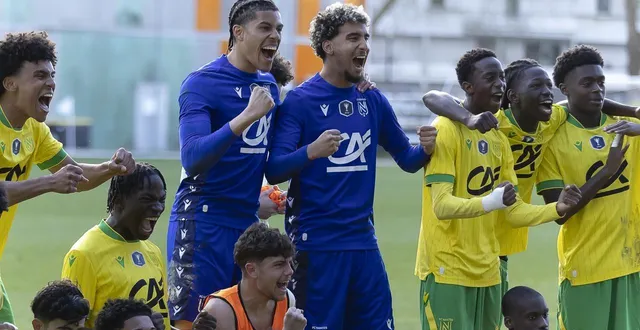 photo  les gardiens du fc nantes (ici en bleu), yanel zézé et mehdi dahmani, ont joué un rôle clé dans la qualification des leurs aux tirs au but face à reims, en 8e de finale de coupe gambardella, samedi 28 février 2026.  &copy;  philippe jeuland / ouest-france 