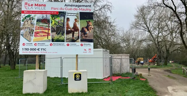 photo  dans le parc du gué-de-maulny, au mans, les travaux d’aménagement sont visibles. ils doivent durer six mois.  &copy;  ouest-france 