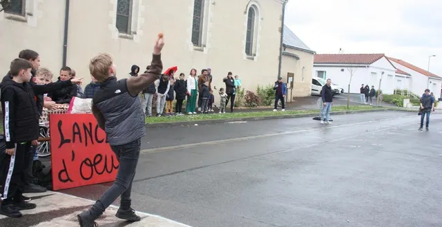 photo  le lundi 6 avril aura lieu le lancer d’œuf. le record à battre, de l’édition 2025, est de 62 ou 63 mètres.  &copy;  ouest-france 