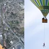 photo  rémi ouvrard veut battre un record du monde en se suspendant sous une montgolfière à plus de 3 000 mètres d’altitude. il s’est exercé à 1 200 m le 1er mars. 